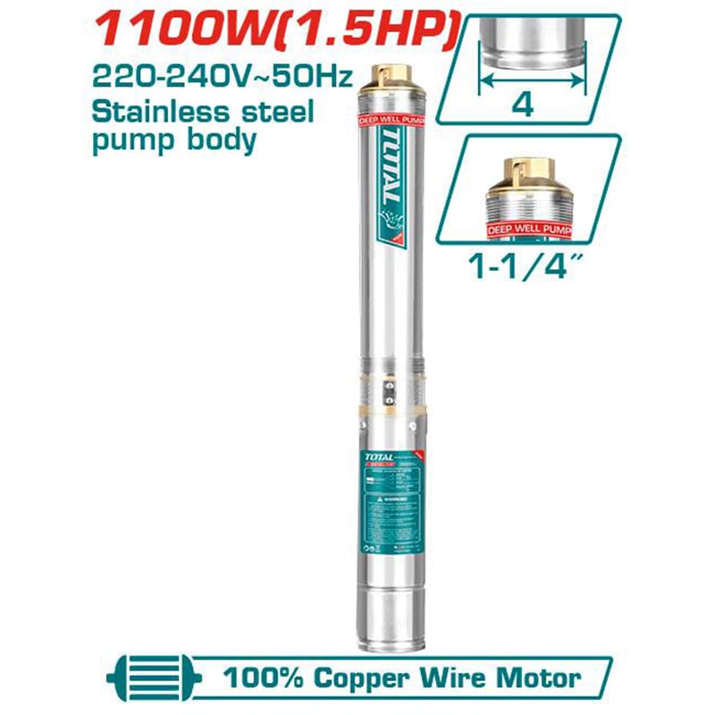 ჭის ტუმბო H=112, 1100ვტ TOTAL TWP511001