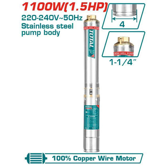 ჭის ტუმბო H=112, 1100ვტ TOTAL TWP511001