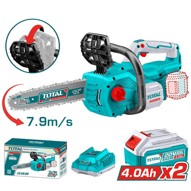 აკუმულატორული ჯაჭვური ხერხი TOTAL TGSLI201286 (20 V, 220-270 MM)