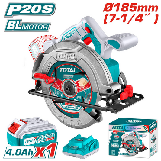 აკუმულატორული ცირკულარული ხერხი TOTAL TSLI18511 (20 V, 185 MM)