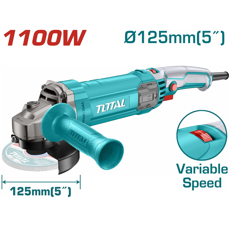 კუთხსახეხი TOTAL TG110125565 (1100 W, 125 მმ)