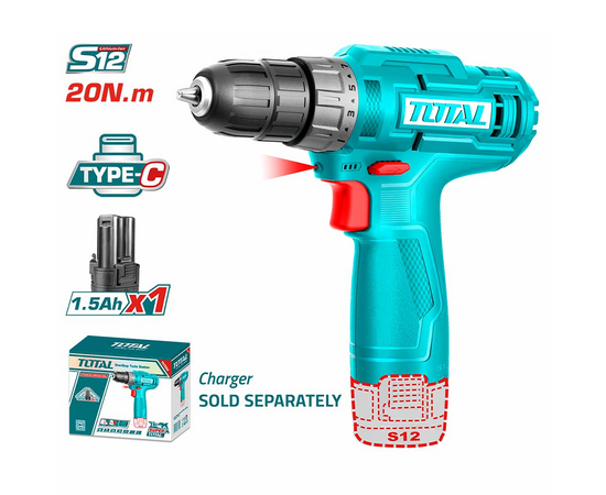 აკუმულატორული ბურღ-სახრახნისი TOTAL TDLI12428 (12 V)