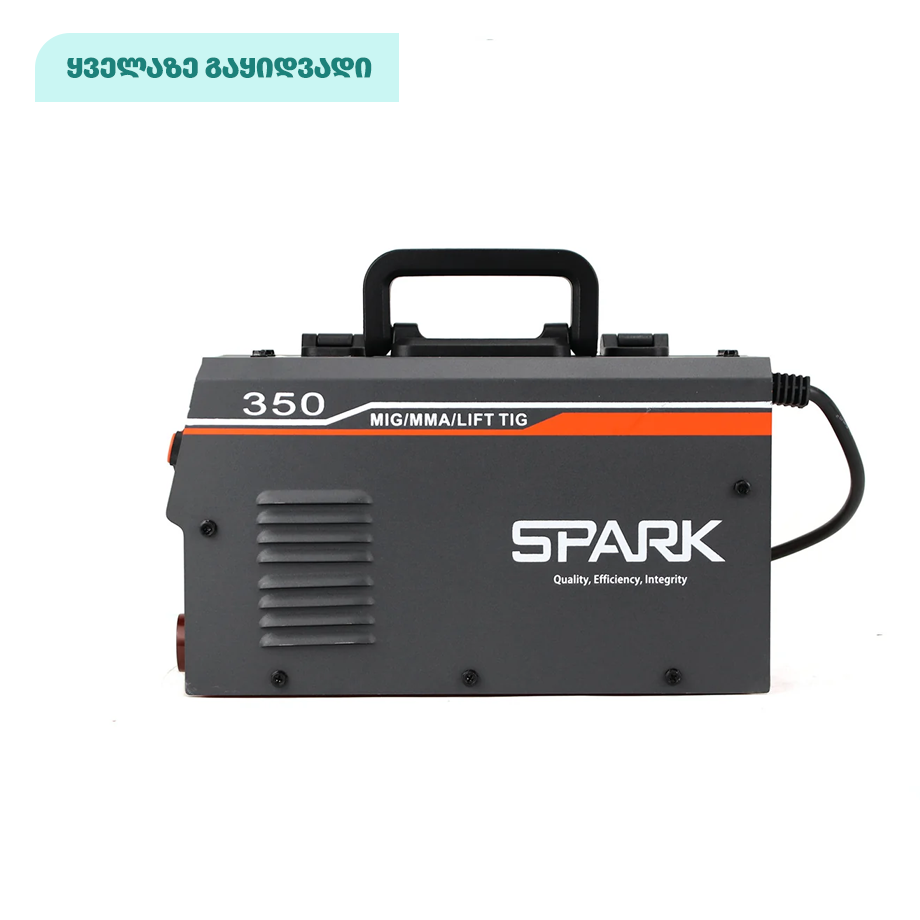 კემპის და შედუღების აპარატი FLUX მავრთულზე, MIG/MMA/TIG 3 ფუნქციით - SPARK MIG350