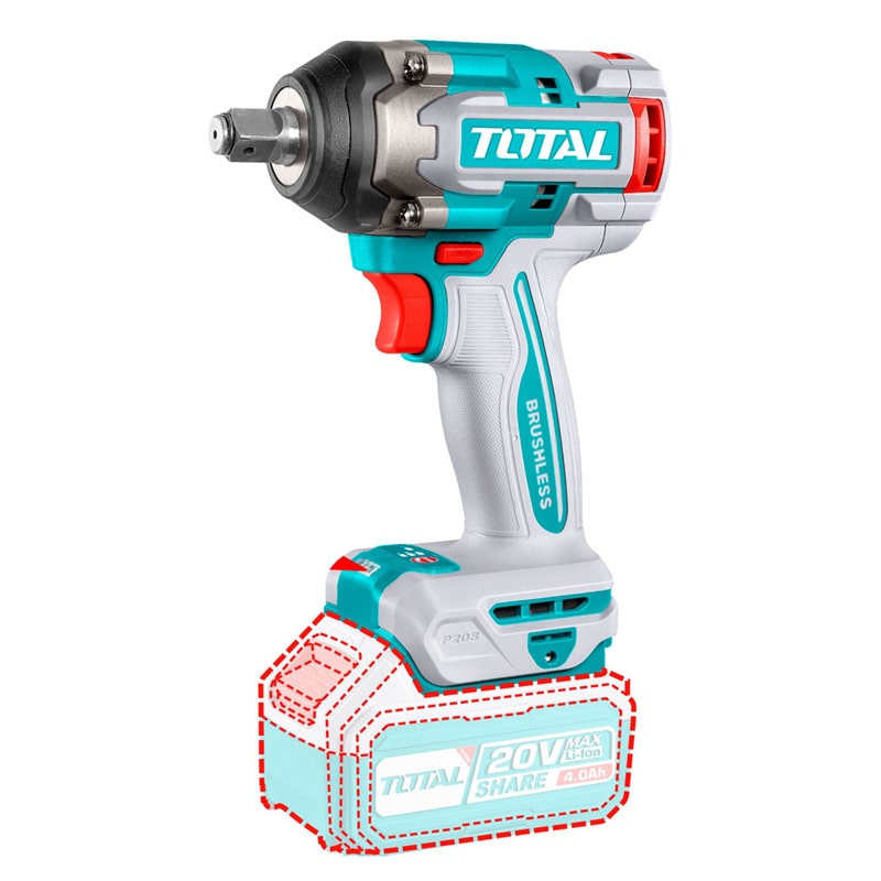 აკ.ქანჩის გასაღები 20V, 500ნმ, 1/2 TOTAL TIWLI20501 - ელემენტის და დამტენის გარეშე (Copy)