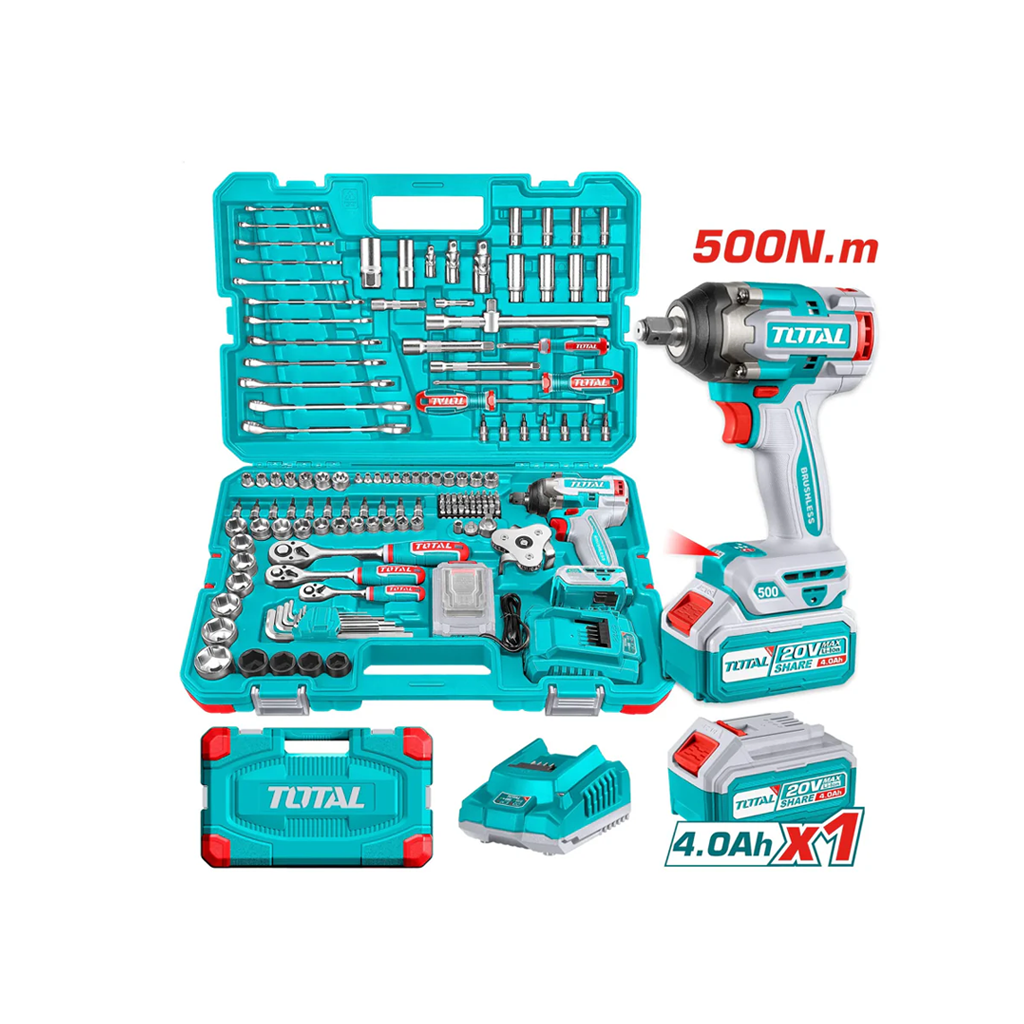 აკ. ქანჩის გასაღები 500ნმ, 20ვ TIWLI2050 და ინსტრუმენტების ნაკრები 152 ც