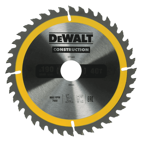 Dewalt DT1945-QZ Z ხის საჭრელი მეტალის დისკი 190x30mm 40T (AC)