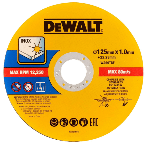 Dewalt DT20598-QZ მეტალის საჭრელი დისკი 125 x 1mm 50ც.