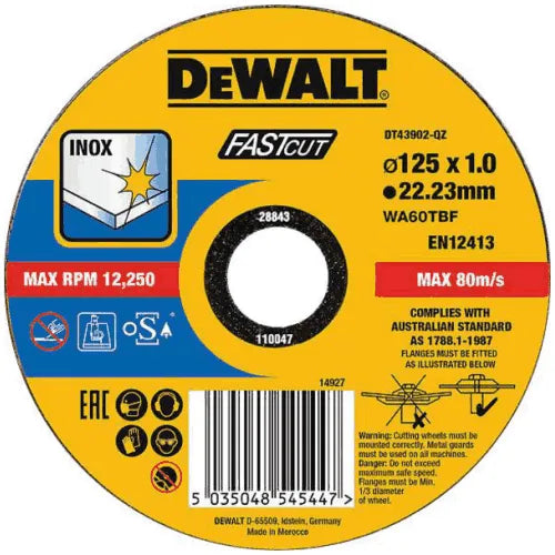 Dewalt DT43902-QZ მეტალის საჭრელი დისკი125 x 1mm