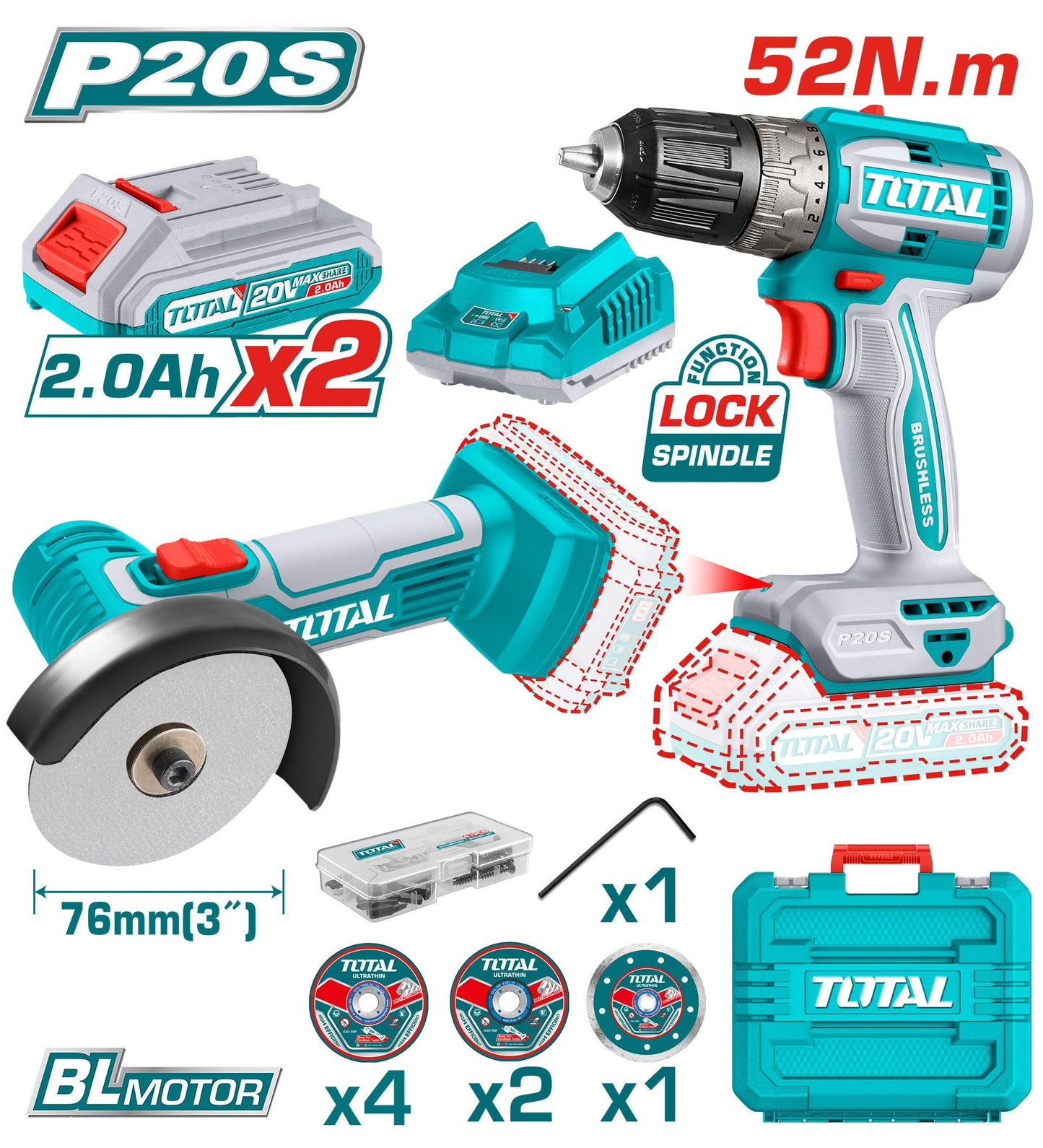 აკ. მინი საჭრელი და ბურღ-სახრახნისი, 52ნმ - TCKLI20278