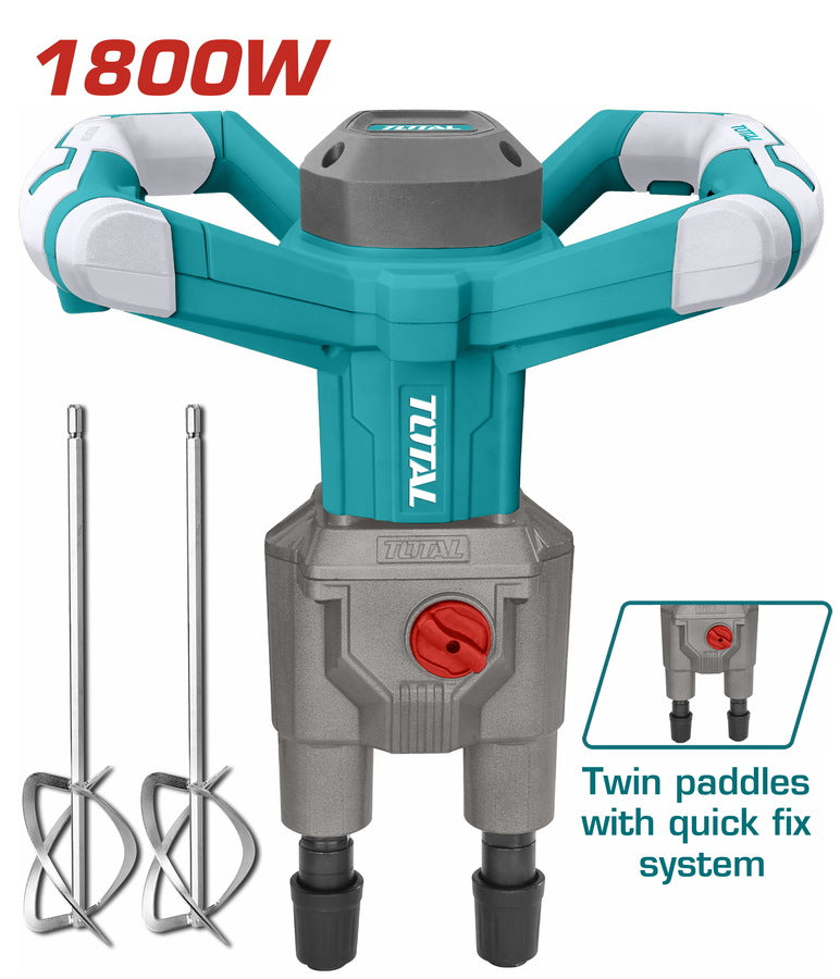 სამშენებლო მიქსერი Total TD616006 - 180÷480/250÷650 ბრ/წთ, 1800ვტ