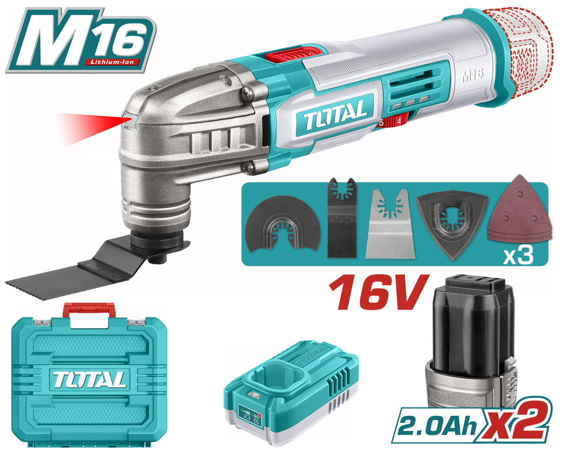TOTAL TMLI16222E – 16V ბატარეის პროფესიონალური მრავალფუნქციური ინსტრუმენტი (2 ბატარეით)