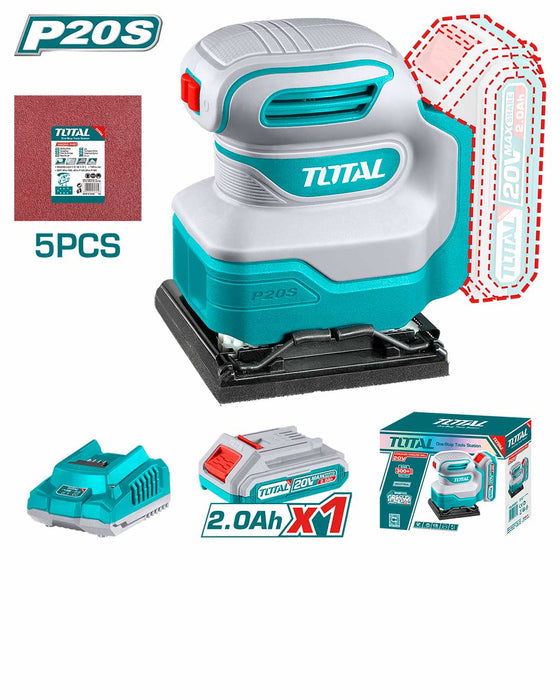 ბრტყლადსახეხი მანქანა 20ვ, 110X100მმ TOTAL TSHSLI20141