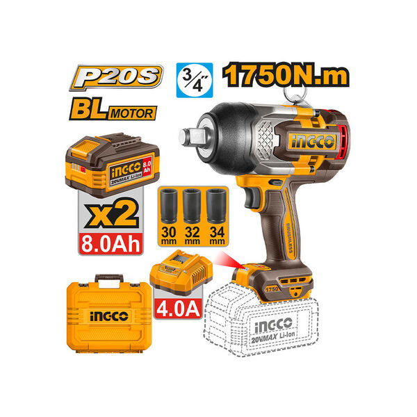 ელექტრო ქანჩის მოსახსნელი 20V Li-Ion Proline (CIWLI20175) INGCO
