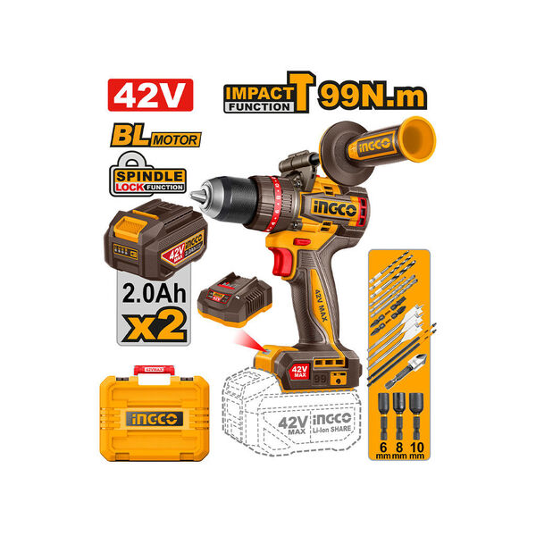 ელექტრო ხრახნდამჭერი 42V/99N.M Li-Ion (CIDLI429982) INGCO