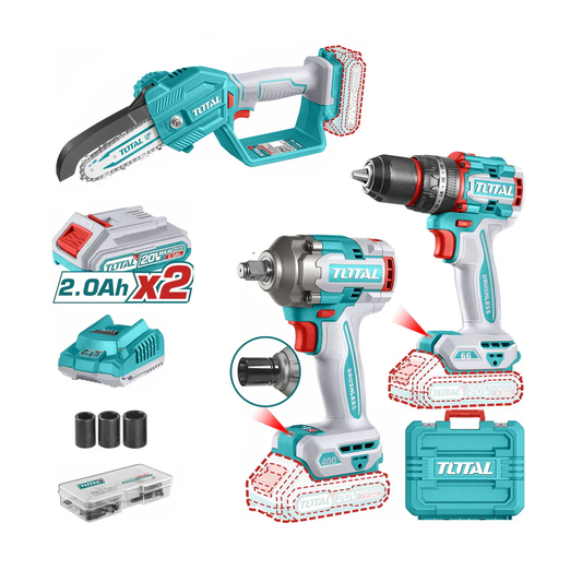 TOTAL - ის უნახშრო ძრავზე მომუშავე ორეული TCKLI20275E და ჯაჭვური ხერხი TGSLI2058