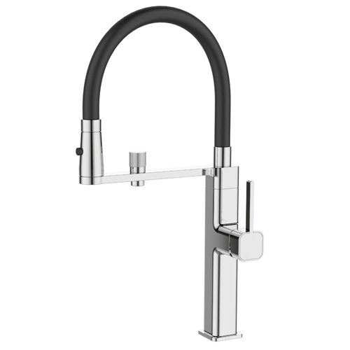 Kettler Premium-82443 სამზარეულოს შემრევი სილიკონის ცხვირით (შავი) ფილტრით