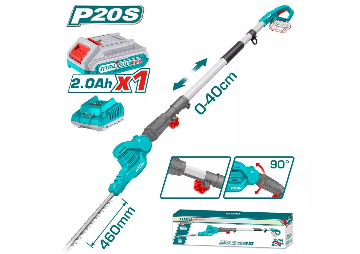 TOTAL TPHT2016012 აკუმულატორული მაღლობი საკრეჭი (Pole Hedge Trimmer) 20V